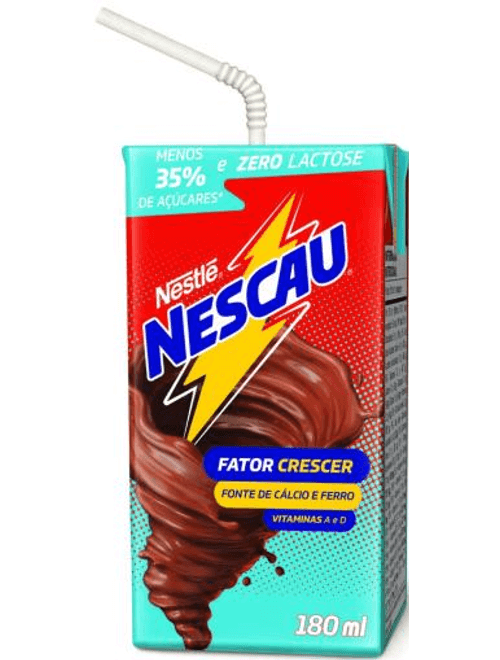 ACHOCOLATADO NESCAU MENOS 35% DE ACURARES E ZERO LACTOSE 180ML NESTLE