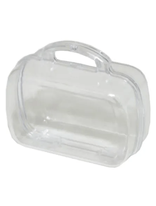MINI MALETINHA EM ACRILICO TRANSPARENTE 80ML 7CMX3,5CMX5CM MIRANDINHA
