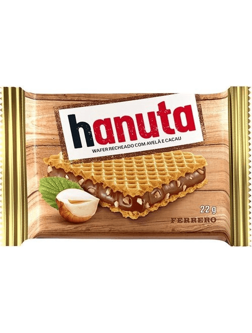 WAFER RECHEADO COM CREME DE AVELA HANUTA CONTEM 12 UNIDADES DE 22G FERRERO