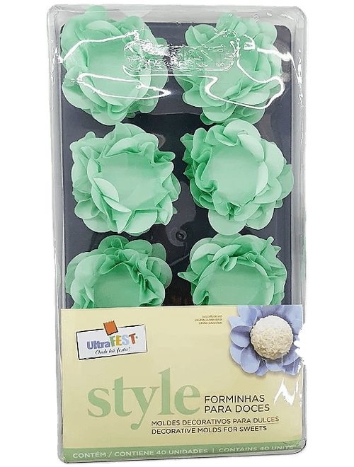 FORMA PARA DOCES STYLE VERDE AQUA COM 40 UNIDADES ULTRAFEST