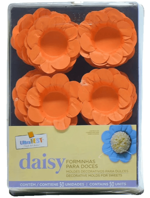 FORMA PARA DOCES  DAISY LARANJA COM 50 UNIDADES ULTRAFEST