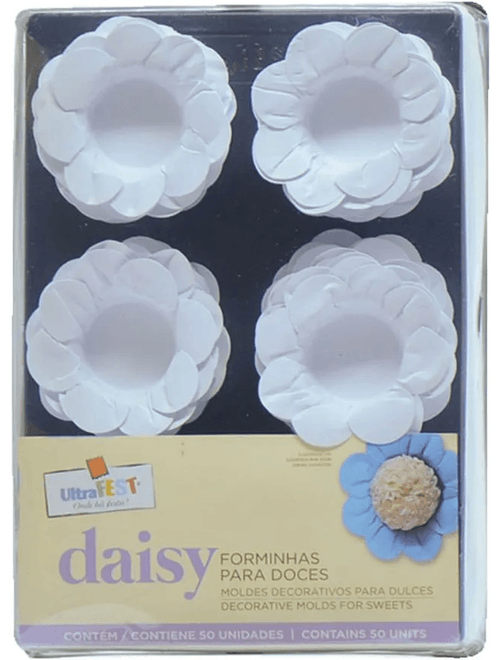FORMA PARA DOCES  DAISY BRANCO COM 50 UNIDADES ULTRAFEST