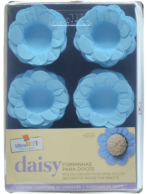 FORMA PARA DOCES  DAISY AZUL CLARO COM 50 UNIDADES ULTRAFEST
