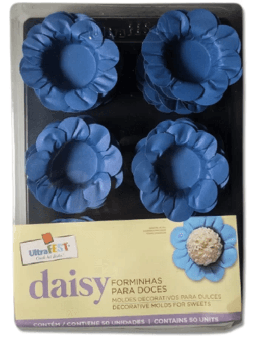 FORMA PARA DOCES  DAISY AZUL ROYAL COM 50 UNIDADES ULTRAFEST