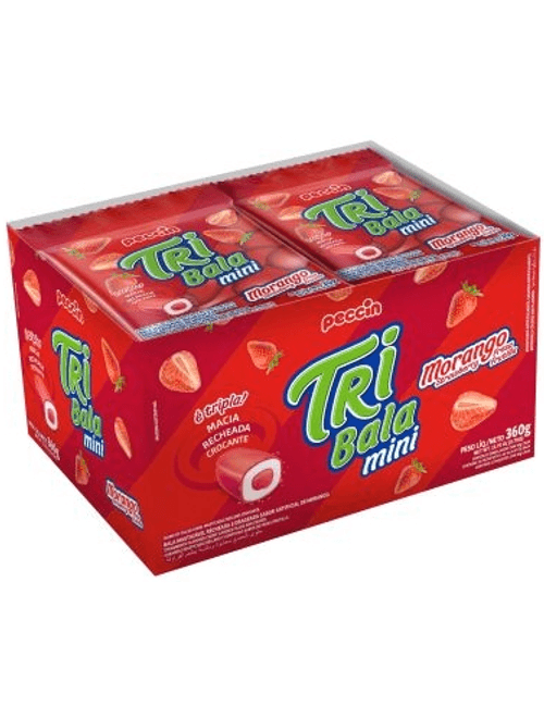 BALA TRIBALA MINI MORANGO CONTEM 12 UNIDADES DE 30G CADA PECCIN