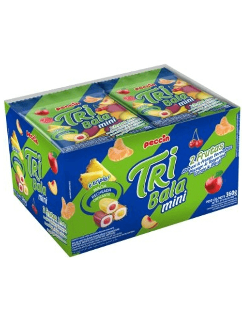 BALA TRIBALA MINI 2 FRUTAS CONTEM 12 UNIDADES COM 30G CADA PECCIN
