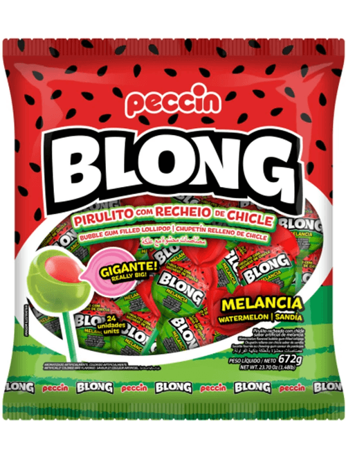 PIRULITO RECHEADO BLONG MELANCIA 672 COM 24 UNIDADES PECCIN