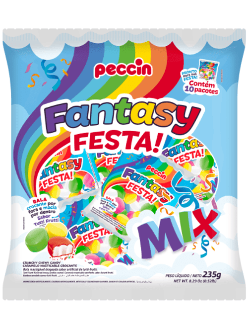 BALA FANTASY FESTA TUTTI FRUTTI CONTEM 10 UNIDADES DE 23,5G PECCIN