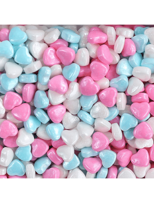 CONFEITO SHAPES CORACAO ROSA AZUL E BRANCO 100G ALLONSY