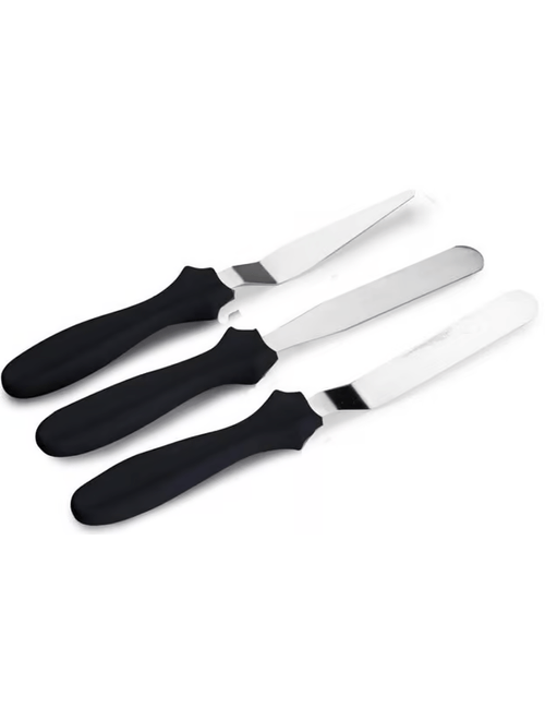 KIT DE MINI ESPATULAS ALISADORA PRETO COM 3 PEÇAS ALLOSNY