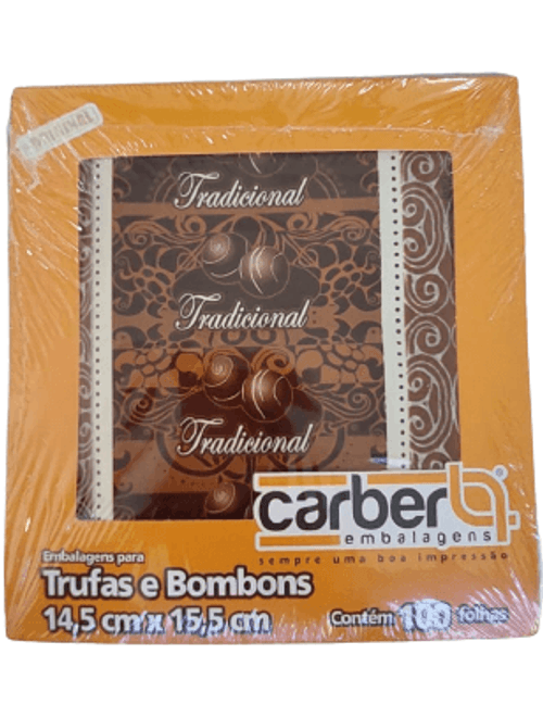 EMBALAGEM PARA TRUFAS E BOMBONS 14,5X15,5 CM COM 100 UNIDADES TRADICIONAL CARBER