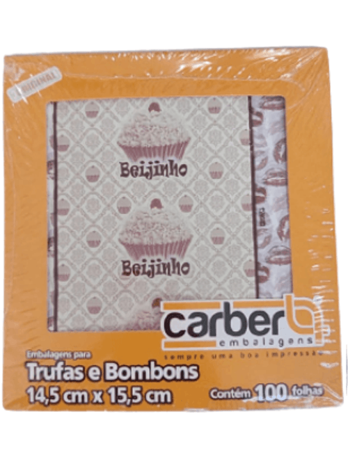 EMBALAGEM PARA TRUFAS E BOMBONS 14,5X15,5 CM COM 100 UNIDADES BEIJINHO CARBER