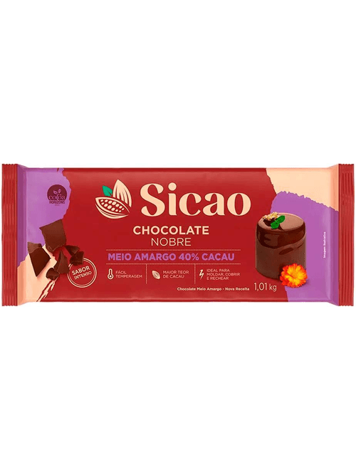 CHOCOLATE NOBRE MEIO AMARGO BARRA 1,01KG SICAO