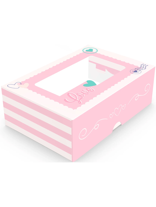 CAIXA PRACTICE COM VISOR 6 DOCES WITH LOVE 4CMX12CMX8CM COM 10 UNIDADES IDEIA
