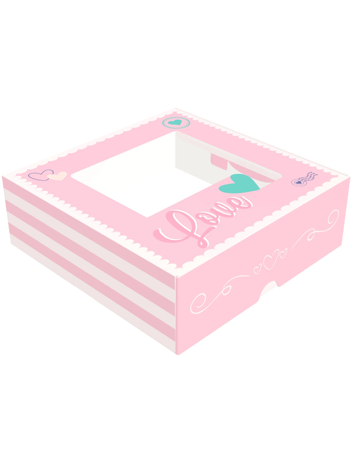 CAIXA PRACTICE COM VISOR 9 DOCES WITH LOVE 4CMX12CMX12CM COM 10 UNIDADES IDEIA