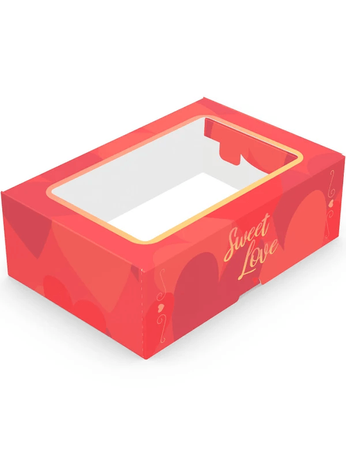 CAIXA PRACTICE COM VISOR 6 DOCES SWEET LOVE 4CMX12CMX8CM COM 10 UNIDADES IDEIA