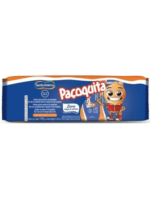 PACOQUITA ZERO ACUCAR 144G COM 8 UNIDADES DE 18G CADA SANTA HELENA