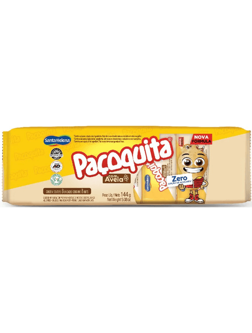 PACOQUITA COM AVEIA ZERO ACUCAR 144G COM 8 UNIDADES DE 18G CADA SANTA HELENA