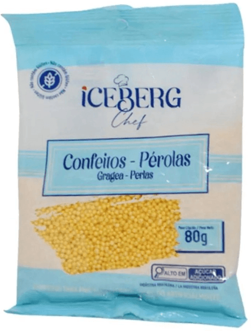 CONFEITO PEROLADO AMARELO 80G ICEBERG