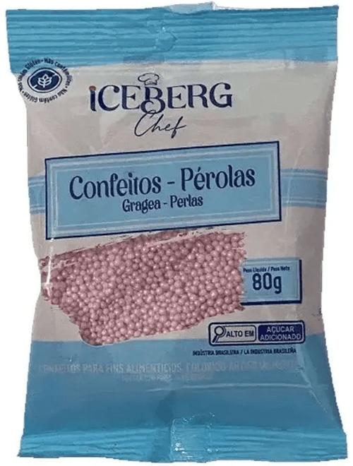 CONFEITO PEROLADO ROSA 80G ICEBERG
