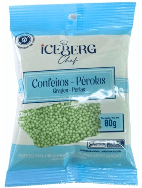 CONFEITO PEROLADO VERDE 80G ICEBERG