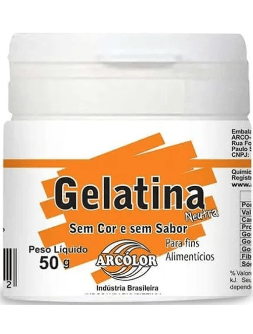 GELATINA NEUTRA SEM COR E SEM SABOR 50G ARCOLOR