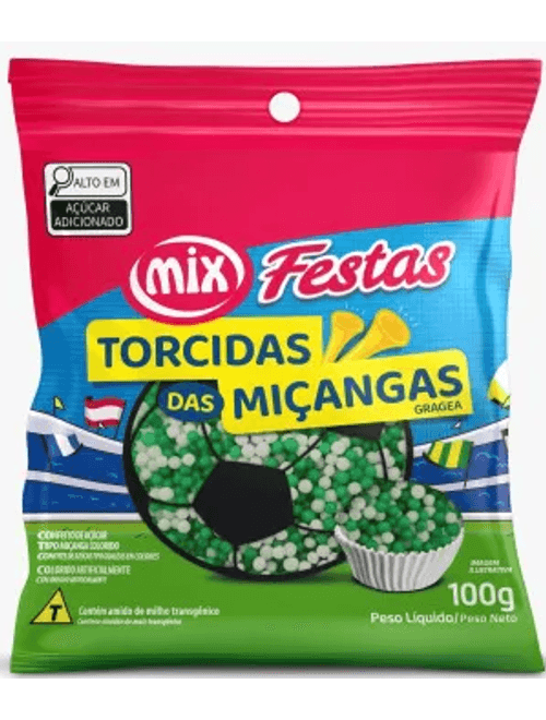 CONFEITO TORCIDAS DAS MICANGAS BRANCA E VERDE 100G MIX