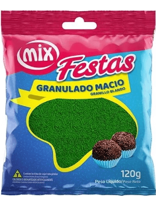CONFEITO GRANULADO MACIO VERDE 120G MIX