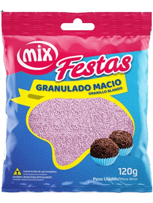 CONFEITO GRANULADO MACIO ROSA 120G MIX