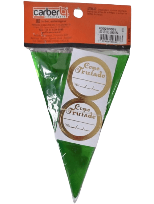 EMBALAGEM PARA CONE TRUFADO 10CMX15CM COM 50 UNIDADES VERDE BANDEIRA CARBER