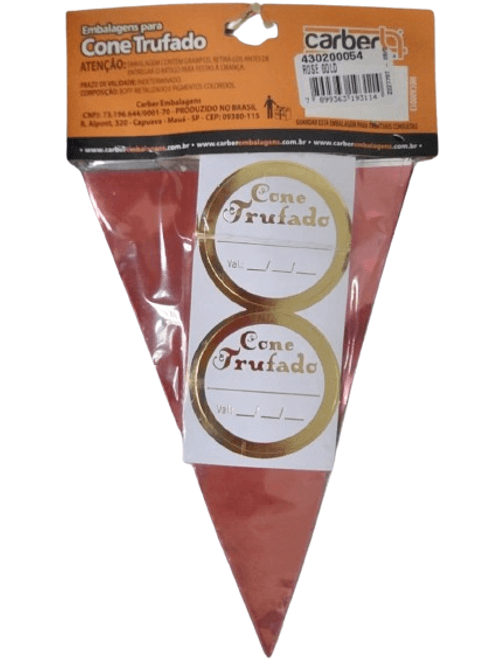 EMBALAGEM PARA CONE TRUFADO 10CMX15CM COM 50 UNIDADES ROSE GOLD CARBER