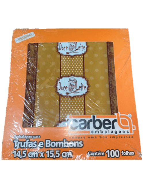 EMBALAGENS PARA TRUFAS E BOMBONS 14,5CMX15,5CM DOCE DE LEITE COM 100 UNIDADES CARBER