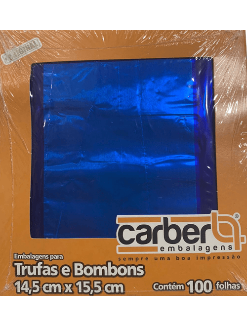 EMBALAGENS PARA TRUFAS E BOMBONS 14,5CMX15,5CM AZUL ESCURO COM 100 UNIDADES CARBER