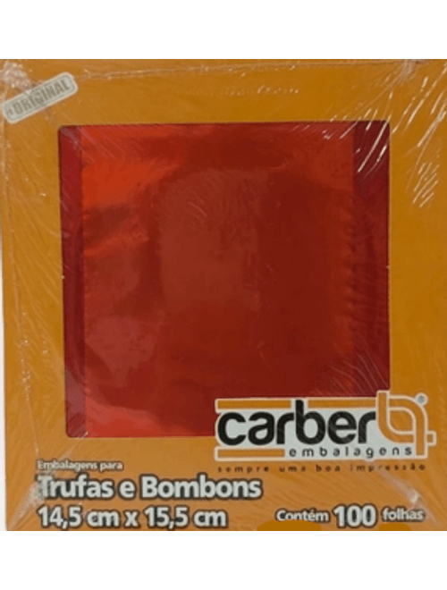 EMBALAGENS PARA TRUFAS E BOMBONS 14,5CMX15,5CM VERMELHO COM 100 UNIDADES CARBER