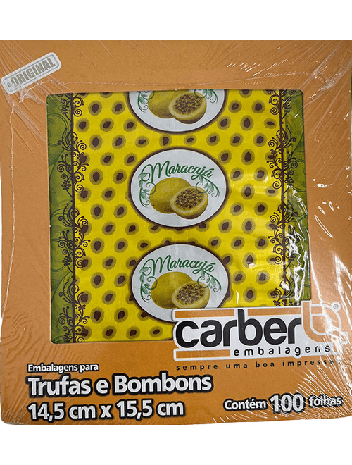 EMBALAGENS PARA TRUFAS E BOMBONS 14,5CMX15,5CM MARACUJA COM 100 UNIDADES CARBER