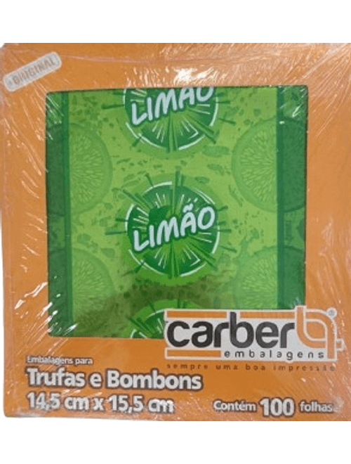 EMBALAGENS PARA TRUFAS E BOMBONS 14,5CMX15,5CM LIMÃO COM 100 UNIDADES CARBER