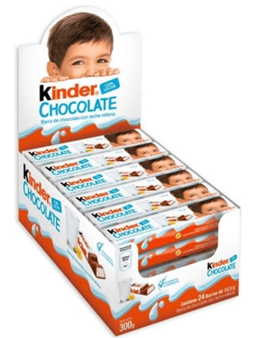 CHOCOLATE AO LETE KINDER BARRINHA COM 24 UNIDADES DE 12,5G CADA FERRERO