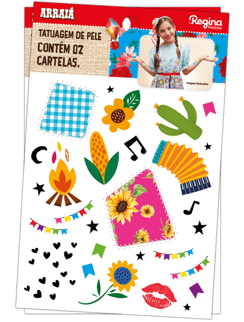 TATUAGEM DE PELE ARRAIA COM 2 CARTELAS REGINA