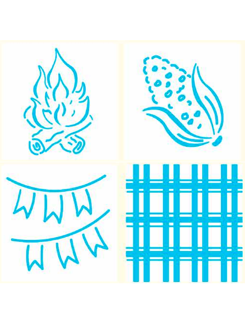 KIT MINI STENCILS JUNINO BLUE STAR