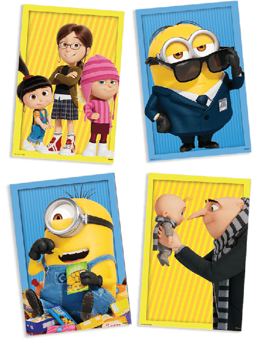 QUADROS DECORATIVOS MEU MALVADO FAVORITO 4 COM 4 UNIDADES FESTCOLOR