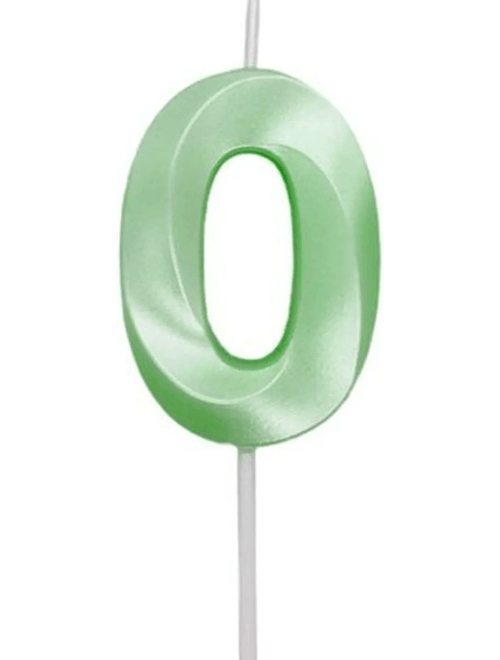 VELA MINI DESIGN VERDE CANDY NUMERO 0 SILVER FESTAS