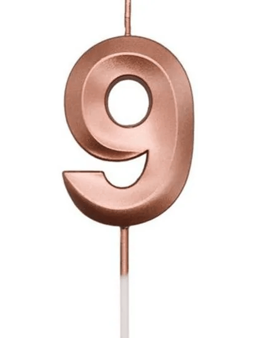 VELA MINI DESIGN ROSE GOLD NUMERO 9 SILVER FESTAS