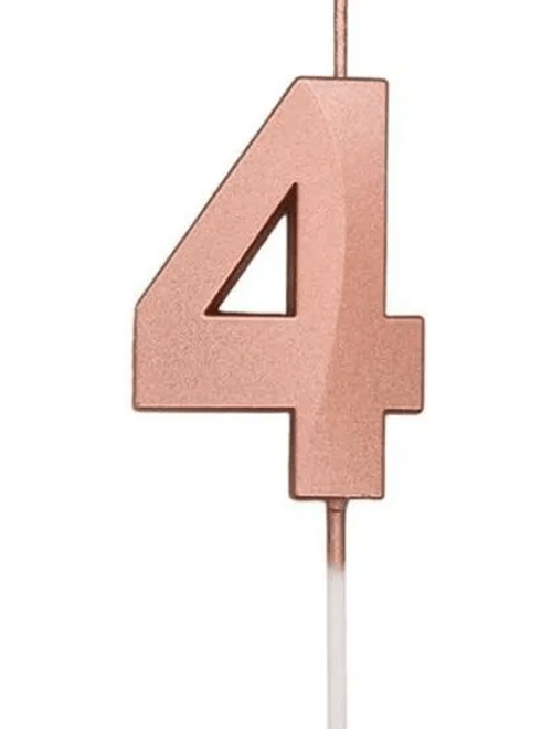 VELA MINI DESIGN ROSE GOLD NUMERO 4 SILVER FESTAS