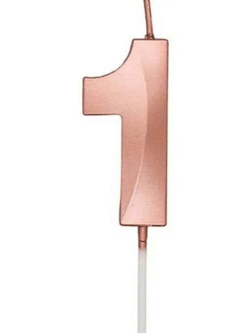 VELA MINI DESIGN ROSE GOLD NUMERO 1 SILVER FESTAS