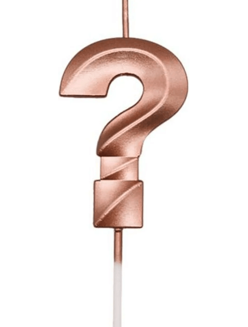 VELA MINI DESIGN ROSE GOLD INTERROGACAO SILVER FESTAS