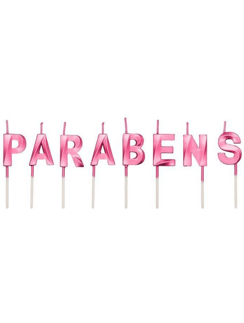 VELA DESIGN PARABENS ROSA SILVER FESTAS