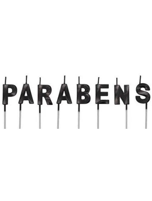 VELA DESIGN PARABENS PRETA SILVER FESTAS