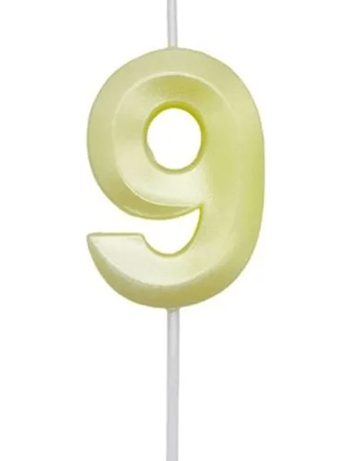 VELA MINI DESIGN AMARELO CANDY NUMERO 9 SILVER FESTAS