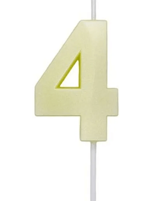 VELA MINI DESIGN AMARELO CANDY NUMERO 4 SILVER FESTAS