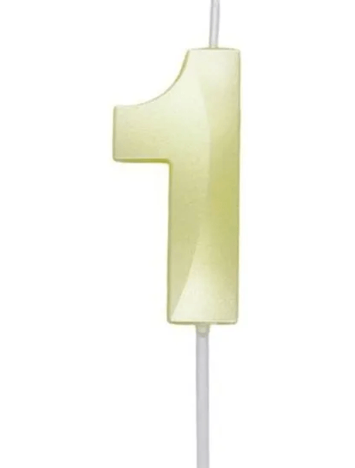 VELA MINI DESIGN AMARELO CANDY NUMERO 1 SILVER FESTAS